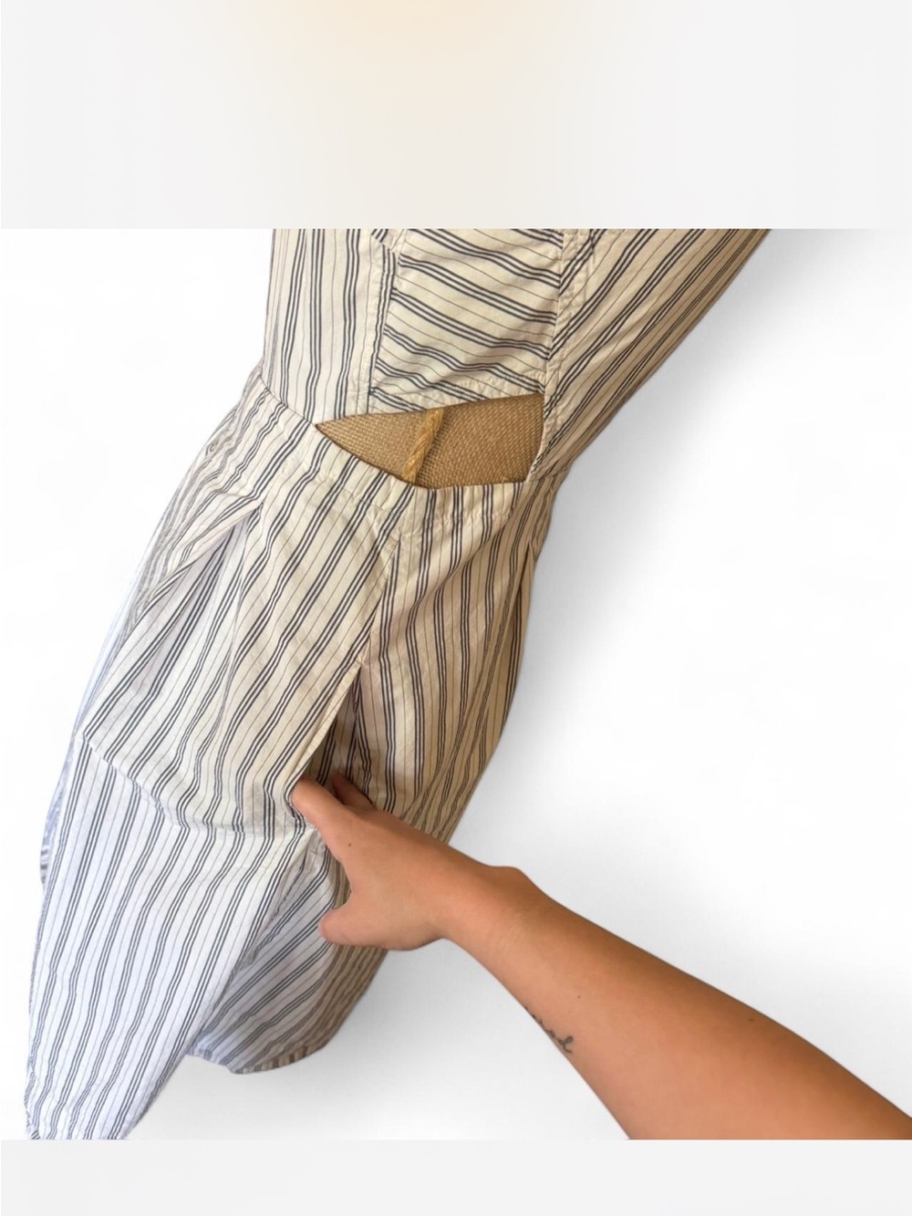 Madewell Cream and Gray Striped Midi Pinafore - Picture 5 of 8